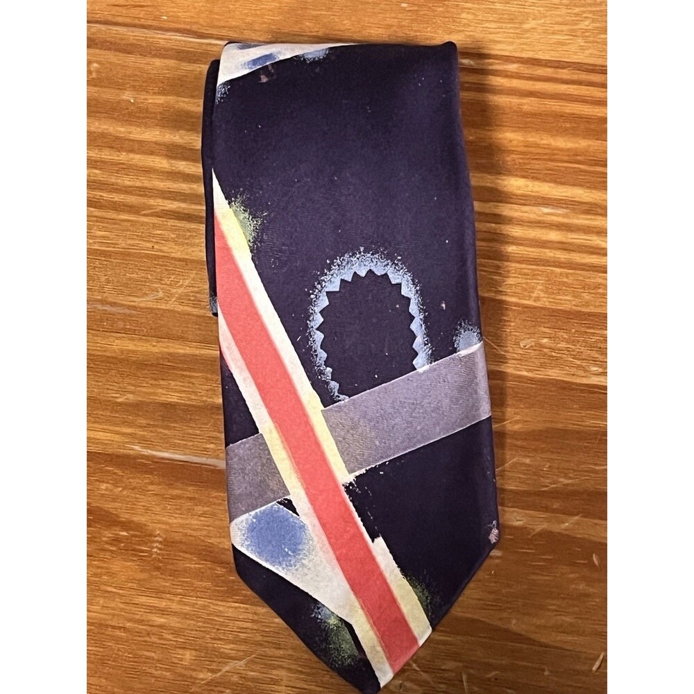 PUNCH men's Cotone (Cotton) neck tie made in Italy Purple Red Blue Abstract